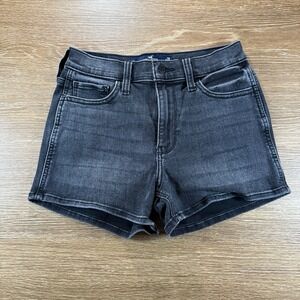 Hollister Women's High Rise Black Denim Shorts Size 3 W26 3" Soft Stretch Summer